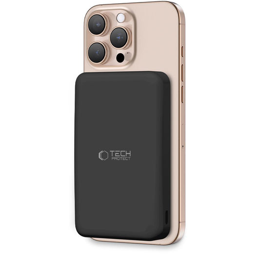 External Wireless Battery Tech-Protect PB24 LifeMag, 10000mAh, 15W, PD + FQI, 1 x QI - 1 x USB-A - 1 x USB-C, Black