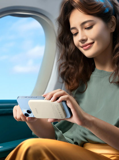 UGREEN PB560 Batteria esterna senza fili, 5000mAh, 15W, PD + QI, 1 x QI - 1 x USB-C, Beige 