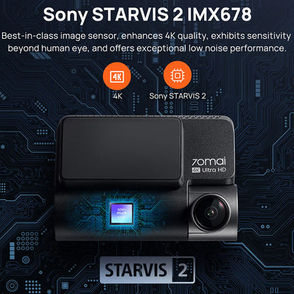 70mai Dash Cam A810, 4K, Wi-Fi, GPS, display da 3 pollici 