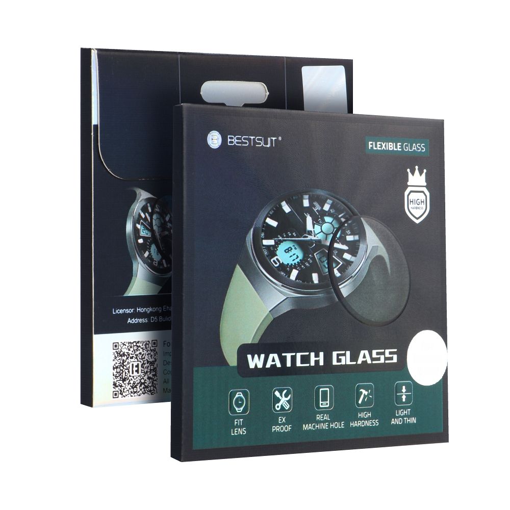 Bestsuit Custodia protettiva per Apple Watch 9/8 serie 41mm, vetro flessibile, nero 
